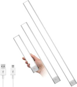 img 4 attached to 💡 Wireless Motion Sensor Closet Lights - 10/16/24 Inch Under Cabinet Lighting, USB Rechargeable, Magnetic Tap - Ultra-Thin Closet Light Set of 3