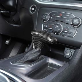img 1 attached to 🔥 Повысьте эстетичность вашей Dodge с помощью накладки на рукоятку переключения передач из карбонового волокна JeCar - Декоративная пластина для рукоятки переключения передач - 2015-2019 Dodge Challenger Charger, 2018-2020 Аксессуары Durango (3 штуки)