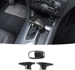 img 4 attached to 🔥 Повысьте эстетичность вашей Dodge с помощью накладки на рукоятку переключения передач из карбонового волокна JeCar - Декоративная пластина для рукоятки переключения передач - 2015-2019 Dodge Challenger Charger, 2018-2020 Аксессуары Durango (3 штуки)