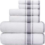 🛀 luxury 6 piece cotton towel set for bathroom, hotel, and spa - 500 gsm bath towels, soft and absorbent shower towel bundle includes 2 bath towels, 2 hand towels, and 2 washcloths in white logo