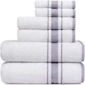 img 4 attached to 🛀 Luxury 6 Piece Cotton Towel Set for Bathroom, Hotel, and Spa - 500 GSM Bath Towels, Soft and Absorbent Shower Towel Bundle Includes 2 Bath Towels, 2 Hand Towels, and 2 Washcloths in White