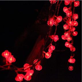 img 4 attached to 🏮 13ft/4M 40 LED Red Lantern String Lights Battery Powered Fairy Lights For Wedding, Chinese New Year, Spring Festival, Party Décor, Christmas.