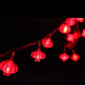 img 2 attached to 🏮 13ft/4M 40 LED Red Lantern String Lights Battery Powered Fairy Lights For Wedding, Chinese New Year, Spring Festival, Party Décor, Christmas.