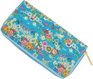 🌸 floral pattern long wallet with cute tropical flower print, zippered clutch purse and card holder - floral 1 logo