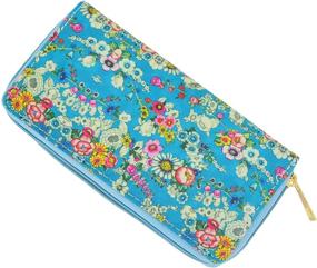 img 4 attached to 🌸 Floral Pattern Long Wallet with Cute Tropical Flower Print, Zippered Clutch Purse and Card Holder - Floral 1