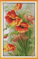 benway poppy flowers counted cross stitch kit - 14 count, 35x52cm logo