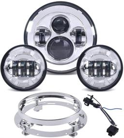 img 4 attached to 🏍️ 7-дюймовый LED-фара для Harley Davidson Road King Street Glide Electra Glide Road King Heritage Softail Slim Deluxe Fatboy Tri CVO - Включает LED-проходные лампы, хромированный кронштейн кольцо монтажа.