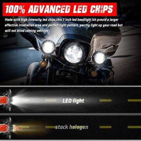 img 2 attached to 🏍️ 7-дюймовый LED-фара для Harley Davidson Road King Street Glide Electra Glide Road King Heritage Softail Slim Deluxe Fatboy Tri CVO - Включает LED-проходные лампы, хромированный кронштейн кольцо монтажа.