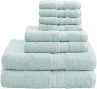 🛁 madison park signature 800gsm 100% cotton bath towel set - luxurious, highly absorbent, quick dry - hotel & spa quality for bathroom - multi-sizes - seafoam 8 piece logo