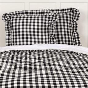 img 2 attached to 🖤 Stylish VHC Brands Annie Buffalo Check Cotton Farmhouse Euro Sham - Black Antique White Square Bedding, 26x26