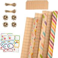ruspepa wrapping paper rolls with tags, stickers and jute string - set of 🎁 3 rolls - 17 inches x 10 feet per roll - ideal for birthday gifts logo