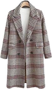 img 3 attached to 🧥 chouyatou Women's Traditional Plaid Wool Blend Long Trench Coat with Double Breasted Notched Collar