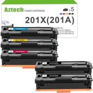 🖨️ high-quality aztech compatible toner cartridge set - replaces hp 201a 201x cf400x cf400a - for color pro mfp m277dw m252dw m277c6 m277 m252 printers - includes black cyan yellow magenta - 5-pack logo