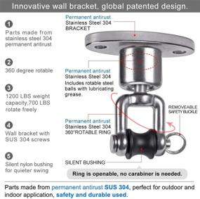img 1 attached to 🪄 BeneLabel Heavy Duty Swing Hanger 1200LB Capacity – Stainless Steel 304, Permanent Antirust, 360° Rotation Spherical Swing Hook with 2 Wooden Screws – Ideal for Yoga Hammock Chairs, Sandbags, Swing Sets, Steel Balls