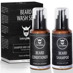 img 4 attached to Striking Viking Beard Shampoo and Conditioner Set: Nourishing Organic Argan and Jojoba Oils, Gentle Cleanse and Soften for Men, Sulfate and Paraben Free