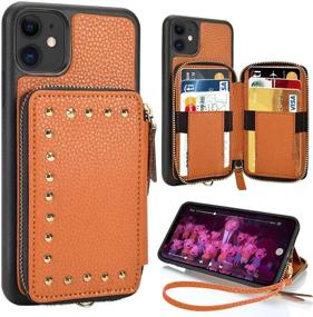 img 4 attached to 📱 ZVE iPhone 11 Wallet Case with Credit Card Slot and Zipper Money Holders - Brown