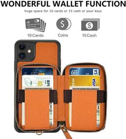 img 3 attached to 📱 ZVE iPhone 11 Wallet Case with Credit Card Slot and Zipper Money Holders - Brown