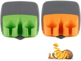 img 4 attached to 🥕 2-Pack Ergonomic Hand Vegetable Peeler with Finger Grips | Effortless Pumpkin, Carrot, Cucumber, Potato Peeling and More