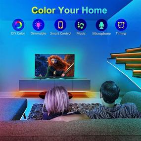 img 1 attached to 🎉 100ft Led Strip Lights - 2 Rolls of 50ft RGB 5050 APP Control Color Changing Music Sync - Includes 44 Keys Remote - Perfect Led Rope Lights for Bedroom, Living Room, Home, TV Party Decoration