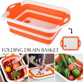 img 3 attached to 🔪 HI NINGER Collapsible Cutting Board: Space Saving 3-in-1 Multifunction Chopping Board and Storage Basket for BBQ Prep/Picnic/Camping