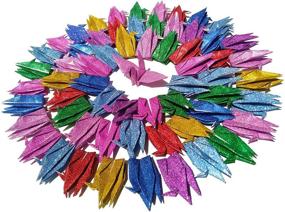 img 3 attached to Kingsnow Multicolor Glitter Origami Paper Crane: 100 PCS Hand-Made DIY Folded Crane for Wedding, Baby Shower Decoration – Symbolizing Love, Happiness, and Good Luck