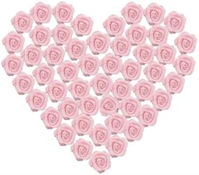 img 3 attached to 🎀 50pcs 5/8" Boutique Pink Satin Ribbon Rose Flowers Appliques for DIY Crafts, Sewing, Scrapbooking, Wedding, and Gift Making - 7Rainbows