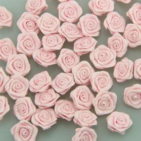 img 2 attached to 🎀 50pcs 5/8" Boutique Pink Satin Ribbon Rose Flowers Appliques for DIY Crafts, Sewing, Scrapbooking, Wedding, and Gift Making - 7Rainbows