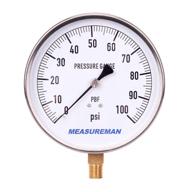 🔍 contractor pressure gauge - measureman stainless steel, 0 to 100 psi logo