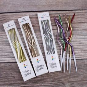 img 2 attached to 🎂 Metallic Curly Coil Twisty Birthday Candles Set - Creative Fun Long Thin Candles for Wedding Birthday Parties - Cake Decoration & Party Supplies (6 Pack, Gold)