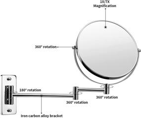 img 2 attached to Enhance Your Beauty Routine with a Wall-Mounted 8-Inch Magnifying Makeup Mirror - 1X/7X Magnification, 360° Rotation, Chrome Finish