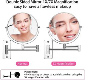 img 3 attached to Enhance Your Beauty Routine with a Wall-Mounted 8-Inch Magnifying Makeup Mirror - 1X/7X Magnification, 360° Rotation, Chrome Finish