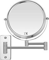 enhance your beauty routine with a wall-mounted 8-inch magnifying makeup mirror - 1x/7x magnification, 360° rotation, chrome finish logo