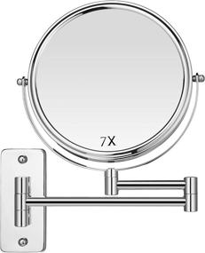 img 4 attached to Enhance Your Beauty Routine with a Wall-Mounted 8-Inch Magnifying Makeup Mirror - 1X/7X Magnification, 360° Rotation, Chrome Finish