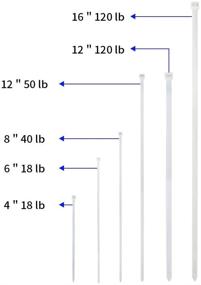 img 2 attached to 🔗 Набор из 200 шт. крепких нейлоновых пластиковых зажимов KOOWIN - 4 дюйма, силой растяжения 18 фунтов, самозапирающиеся кабельные хомуты для дома, офиса, сада, гаража, мастерской - белые (экстра маленькие мини, 200шт)