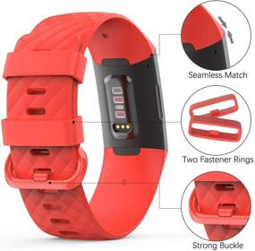 img 3 attached to EUCARLOS 2 Pack Replacement Bands for Fitbit Charge 4 / Charge 3 - Classic Soft Sports Wristbands - Waterproof Fitness Watch Strap for Men and Women (Small, Black/Red)