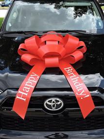 img 3 attached to 🎁 CarBowz Big Red Car Bow - Happy Birthday Bow - Giant 30" Bow - Non Scratch Magnet - Weather Resistant Vinyl