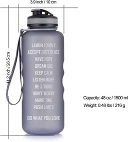 img 2 attached to 💧 48oz Water Bottle for Fitness and Workouts with Time Marker & Measurements - Stay Hydrated, Flip Top Non Leak Design BPA Free - Artoid Mode