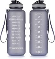 💧 48oz water bottle for fitness and workouts with time marker & measurements - stay hydrated, flip top non leak design bpa free - artoid mode logo