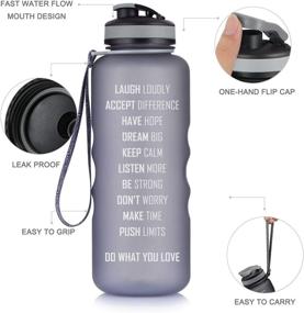 img 3 attached to 💧 48oz Water Bottle for Fitness and Workouts with Time Marker & Measurements - Stay Hydrated, Flip Top Non Leak Design BPA Free - Artoid Mode