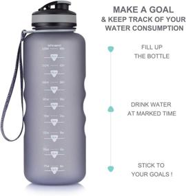 img 1 attached to 💧 48oz Water Bottle for Fitness and Workouts with Time Marker & Measurements - Stay Hydrated, Flip Top Non Leak Design BPA Free - Artoid Mode