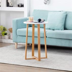 img 3 attached to 🌿 Zoopolyn Bamboo Modern Nightstand: Stylish and Functional Natural Wood End Table for Living Room - White Tall Design