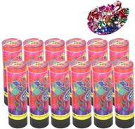 🎉 allinthree set of 12pcs 6-inch party confetti poppers for birthday party, spring-powered fast clean with metallic finish logo