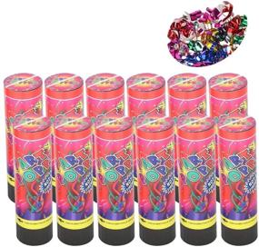 img 4 attached to 🎉 Allinthree Set of 12pcs 6-inch Party Confetti Poppers for Birthday Party, Spring-Powered Fast Clean with Metallic Finish