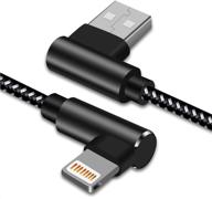 β‘οΈ braided lightning cable 10 ft 3 pack - 90 degree right angle iphone charger for iphone xs/xr/x/8/7/6/ipad - charging & syncing cord - black white (10ft) logo