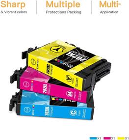 img 3 attached to 🖨️ E-Z Ink (TM) Remanufactured Ink Cartridge Replacement for Epson 202 XL 202XL T202XL - Compatible with Workforce WF-2860 & Expression Home XP-5100 Printer - Upgraded Chips - Cyan, Magenta, Yellow - 3 Pack