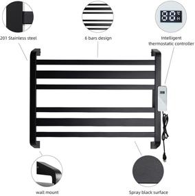 img 3 attached to Efficiently Warm Your Towels with UNIQUE PLUS LIFE Heated Towel Rack - Wall Mounted | Timer and LCD Control Screen | Plug-in/Hardwired (6 Bars Black)