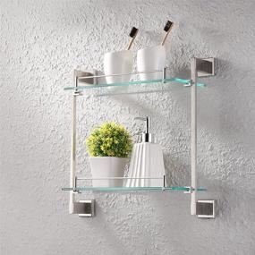 img 1 attached to 🚿 KES Bathroom Glass Shelf 2 Tier 16-Inch Tempered Glass Shower Caddy - Wall Mount, Stainless Steel - Rustproof, Brushed Finish, A2420B-2