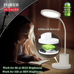 img 3 attached to 💡 Golspark LED Desk Lamp with Pen Holder - Touch Control, Stepless Dimmable, 3 Color Modes, 360° Flexible, Rechargeable White Lamp for Students, Dorm Reading - 4500mAh