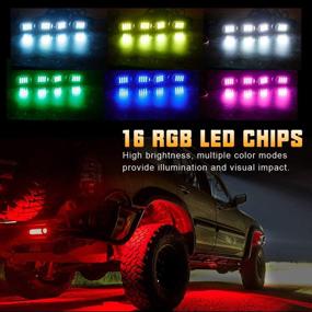 img 1 attached to 🚗 ROCCS RGB LED Rock Lights - Водонепроницаемый комплект подсветки подвески Multi-Color Pod Lights - для автомобиля, грузовика, ATV, UTV, внедорожника