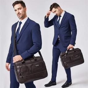 img 3 attached to 👜 CLUCI Men's Leather Briefcase - Large Capacity 15.6 inch Laptop Bag for Business Travel, Shoulder Bag